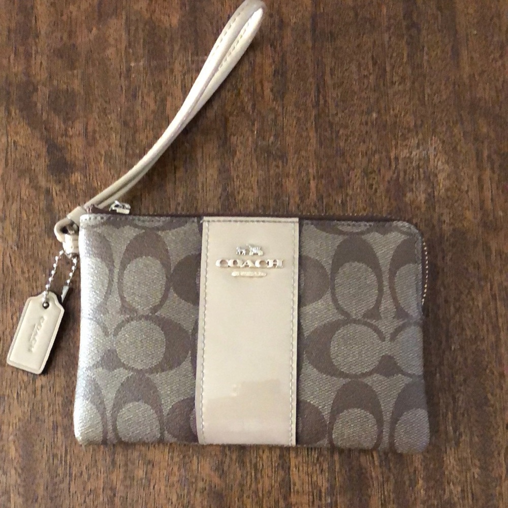 Coach Brown and Cream Wristlet